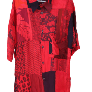 short sleeve shirt red patchwork